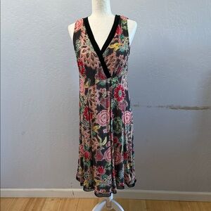 Loco Lindo Elegant Floral V-Neck Midi Dress